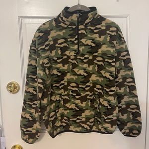 Camo Fleece 3/4 Zip Small Women EUC